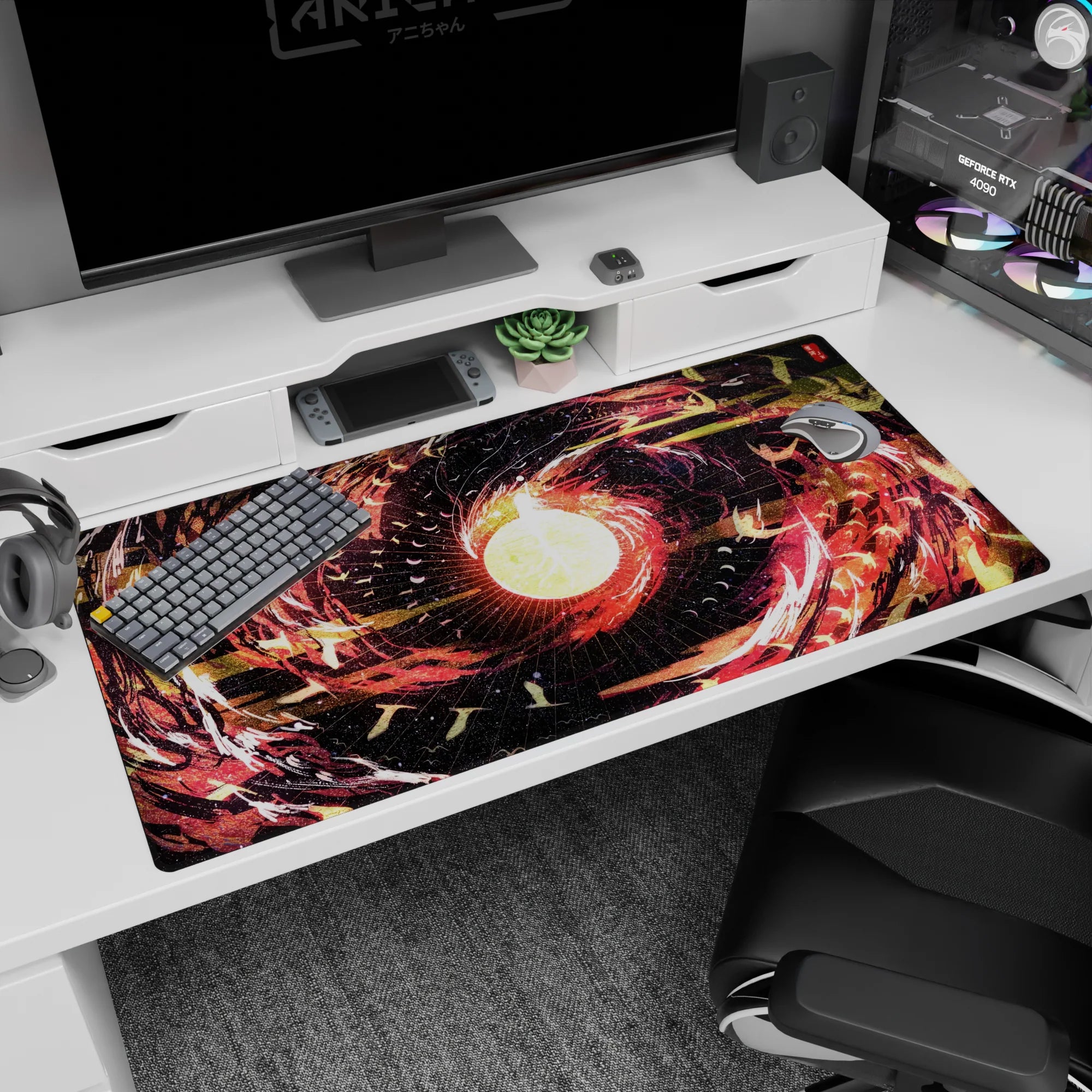 Abstract Deskmat | Mousepad | Deskpad - Celestial Firestorm - AniChan