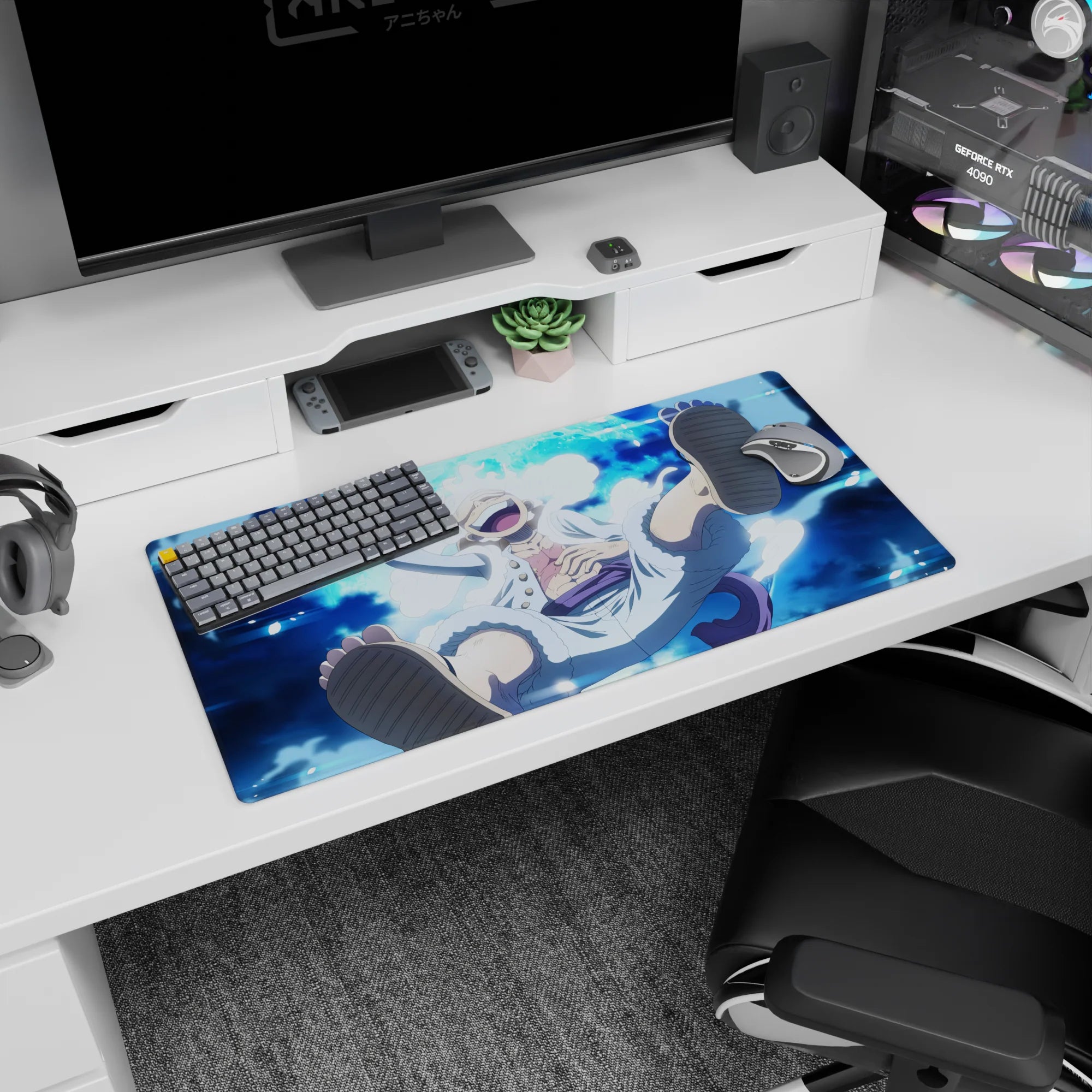 One Piece Deskmat | Mousepad | Deskpad - Luffy Moonlight Leap - AniChan