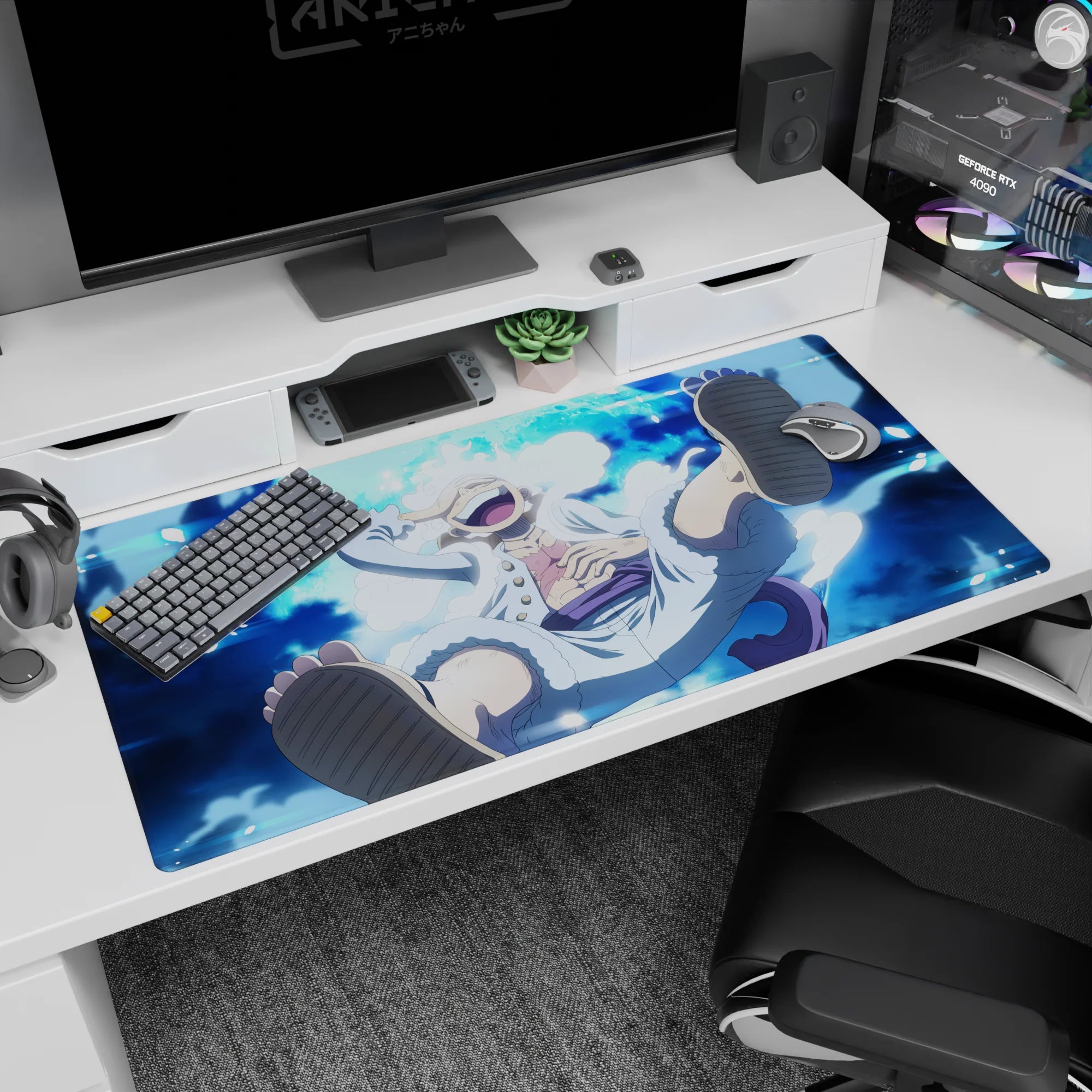 One Piece Deskmat | Mousepad | Deskpad - Luffy Moonlight Leap - AniChan