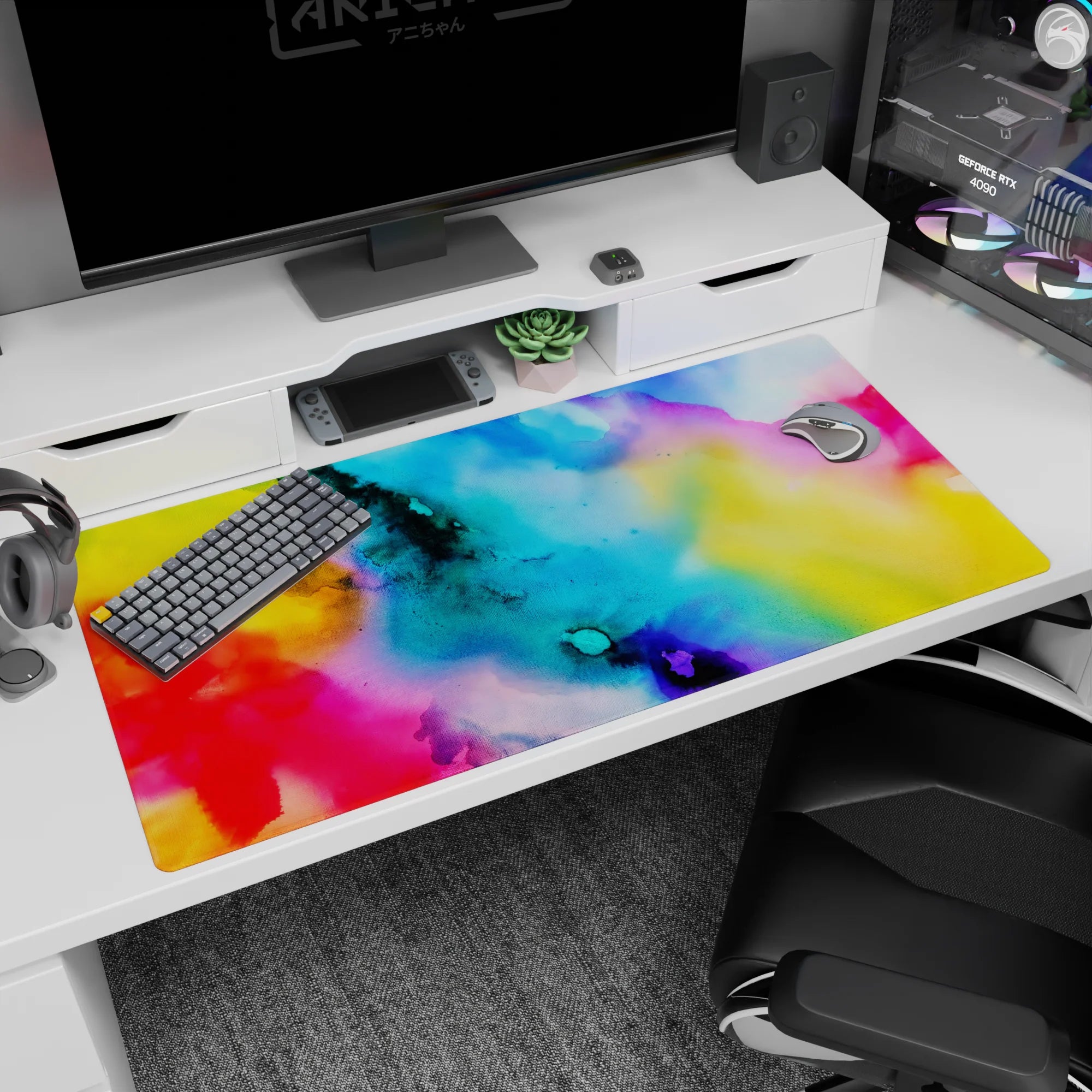 Abstract Deskmat | Mousepad | Deskpad - Vivid Flow - AniChan