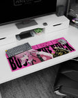 32x12 inches extended mouse pad showing focused anime guitarist leaning forward beside a black-and-gold headstock.