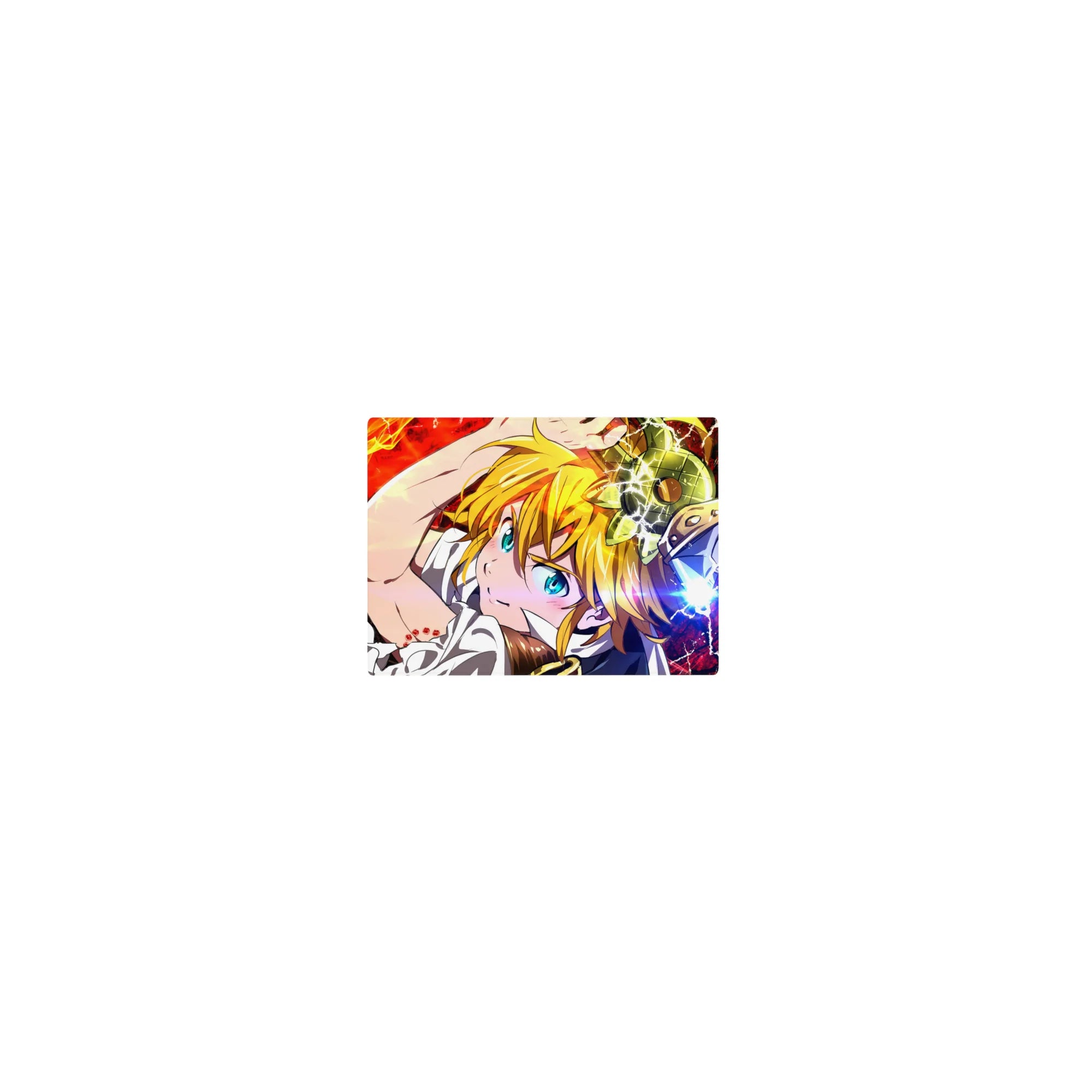 Classic anime mouse pad 14x10 inches featuring a dynamic hero design with armor and red energy backdrop.