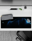 Calm deep-space gradient mouse pad in inky black and stormy blue, 32x12 inches.