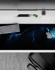 Moody inky black to stormy blue desk pad 36x16 inches with calming deep space vibe.