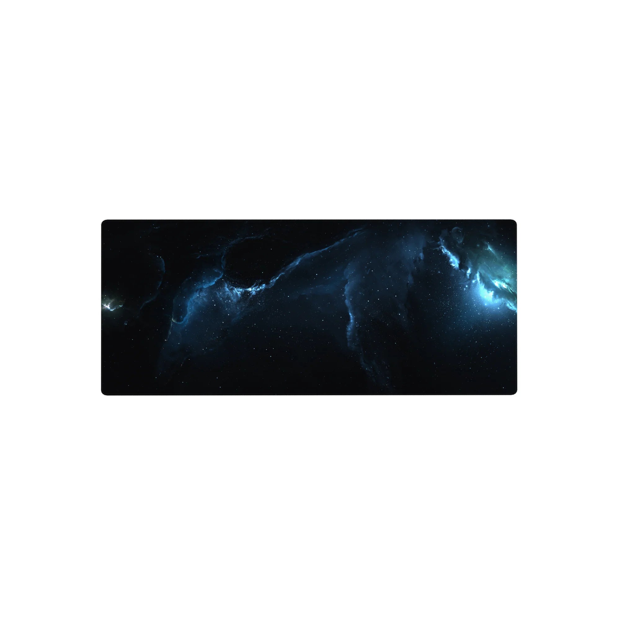 Cosmic nebula starfield desk mouse pad, smooth gradient design, 28x12 inches.