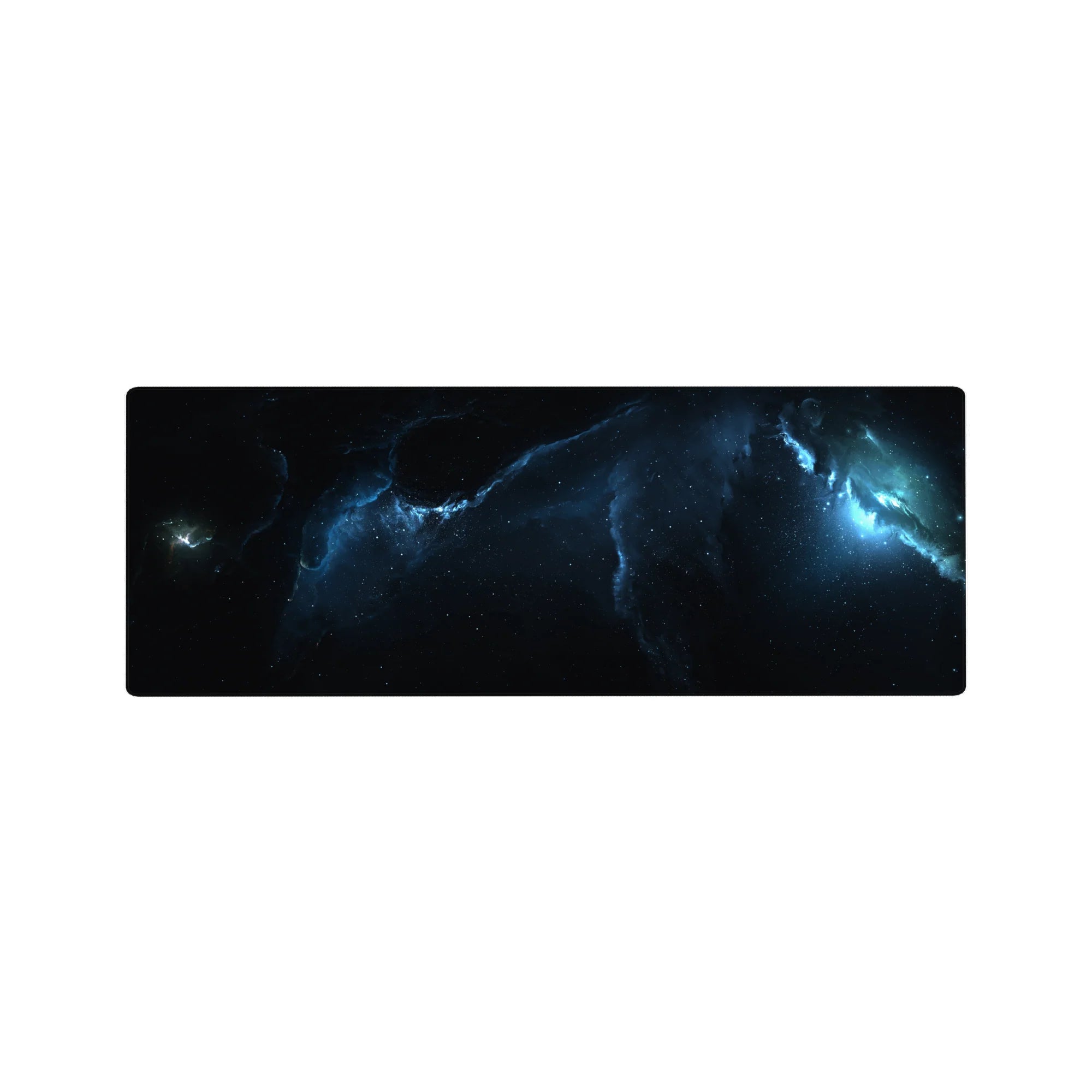 Cosmic nebula starfield desk mouse pad, extended 32x12 inches for gaming and work.