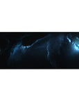 Cosmic space gradient desk pad 36x16 inches with nebula ribbon and scattered star specks.