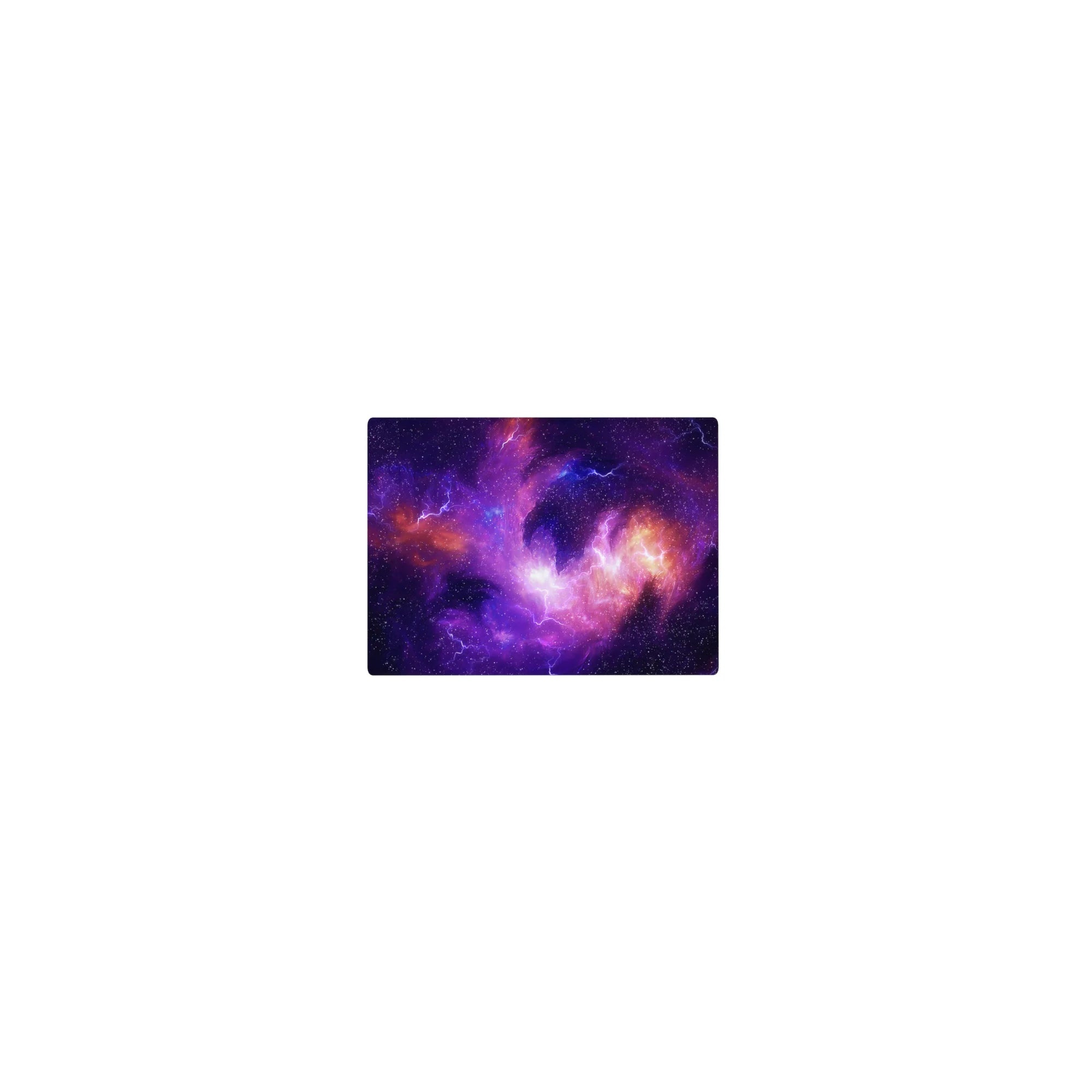 Galaxy swirl space design classic mouse pad, 14x10 inches, with star speckles and lightning lines.