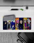 28x12 inches anime mouse pad in deep blues, ember orange, and electric yellow with stormy energy.