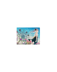 Classic anime girl mouse pad 14x10 inches with dreamy ferris wheel, silver-haired girl, soft sky.