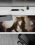 Sepia-toned anime girl desk pad 36x16 inches with moody romance, misty sky, and calm vintage shading.