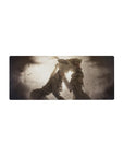 Vintage sepia anime girl mouse pad 28x12 inches with two girls, roses, ribbons, and fine line shading.