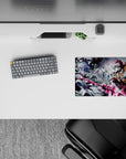 Classic anime mouse pad 14x10 inches in gray, black, and neon pink with fierce gothic energy.