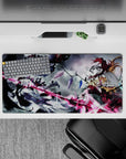 32x16 inches anime mouse pad in gray, black, and neon pink with fierce gothic energy.