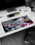 32x16 inches Touhou anime mouse pad featuring Remilia and Flandre Scarlet in a stormy clash.