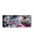 28x12 inches anime mouse pad with gothic Touhou duo, black wings, crystal shards, and stormy sky.