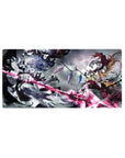 Anime mouse pad 32x16 inches with gothic Touhou duo, wings, crystal shards, and stormy sky.