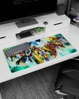 32x16 inches anime mouse pad showing a heroic lineup of mecha charging forward through a digital storm.