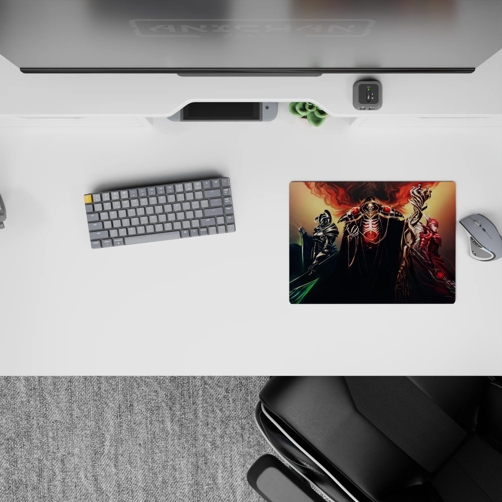 Overlord anime mouse pad 14x10 inches featuring a powerful trio with crimson core, ebony and scarlet armor.