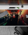 Overlord anime desk pad 40x20 inches featuring crimson core and armored guardians in gold, black, and deep red.
