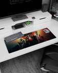 Overlord anime mouse pad 32x12 inches featuring a powerful trio with crimson, ebony, and scarlet armor, exuding dominance.