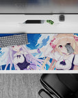 36x16 inches desk pad in dreamy ocean blues, soft purples, and clean whites for a cozy anime vibe.