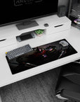 32x12 inches anime mouse pad showing a hulking armored knight as a stealth fighter strikes from behind.