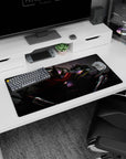 32x16 inches anime mouse pad showing hulking armored knight front and sharp-eyed rogue behind with raised blade.