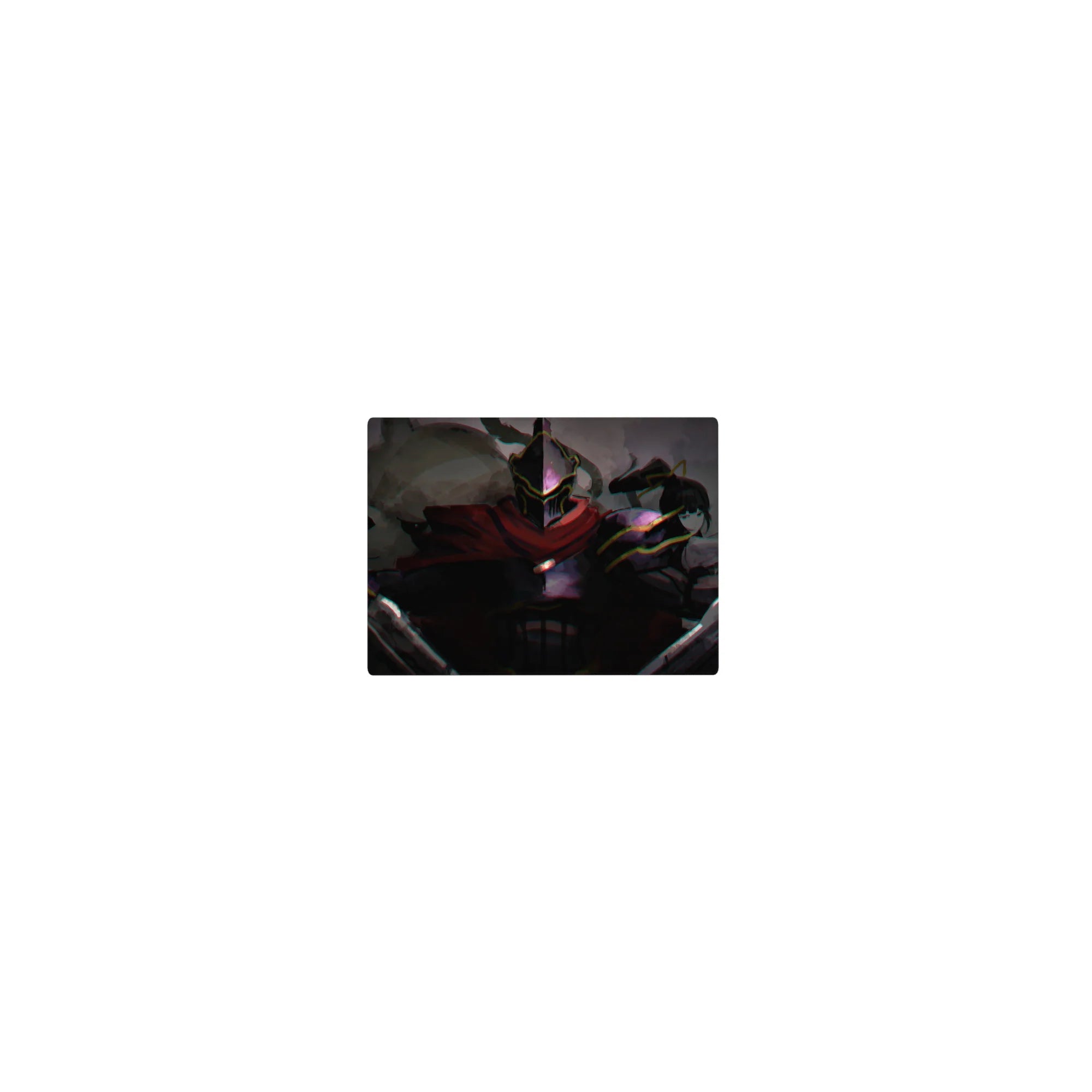 Classic anime mouse pad 14x10 inches featuring a black steel knight and agile fighter with clean linework.