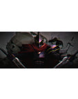 36x16 inches anime desk pad with black steel knight and stealth fighter, crisp linework and armor shine.