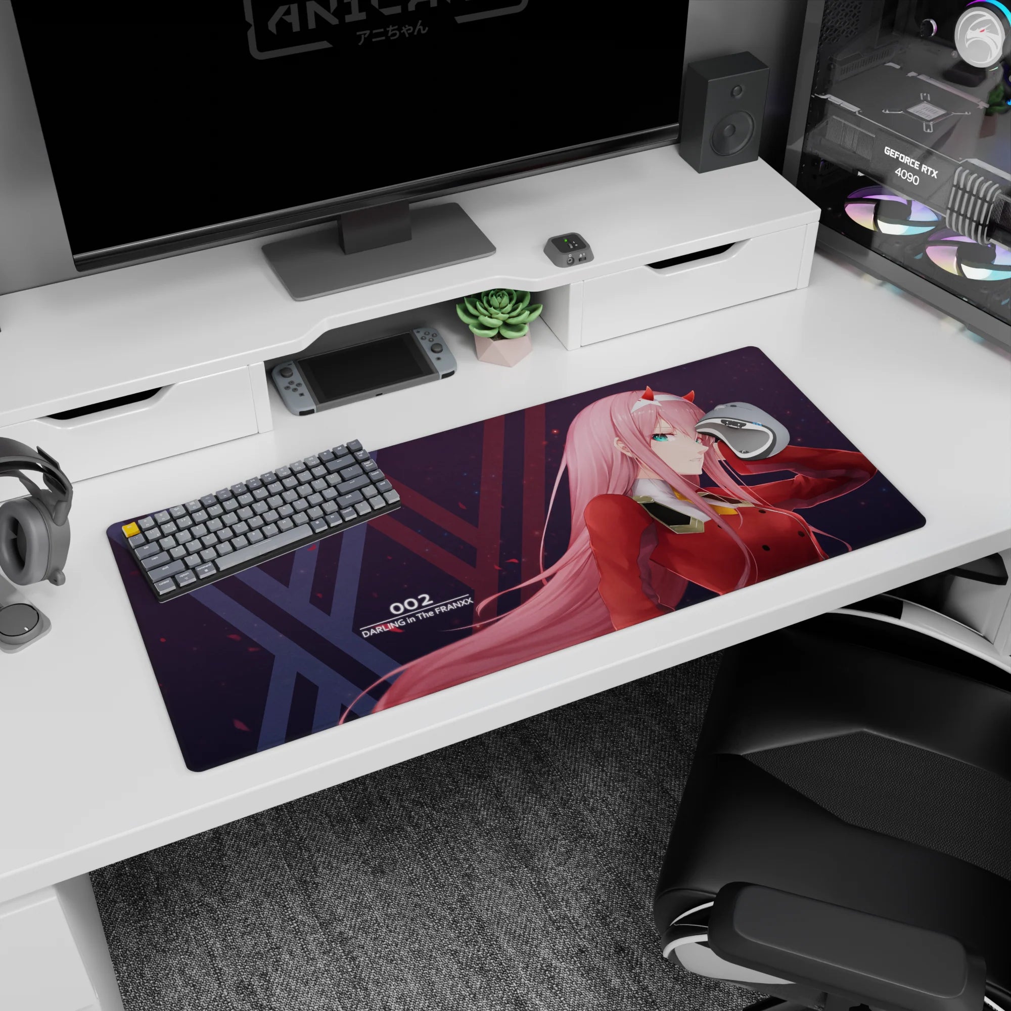 Powerful artwork on 36x16 mouse pad captures the essence of dominance and poise with cinematic precision