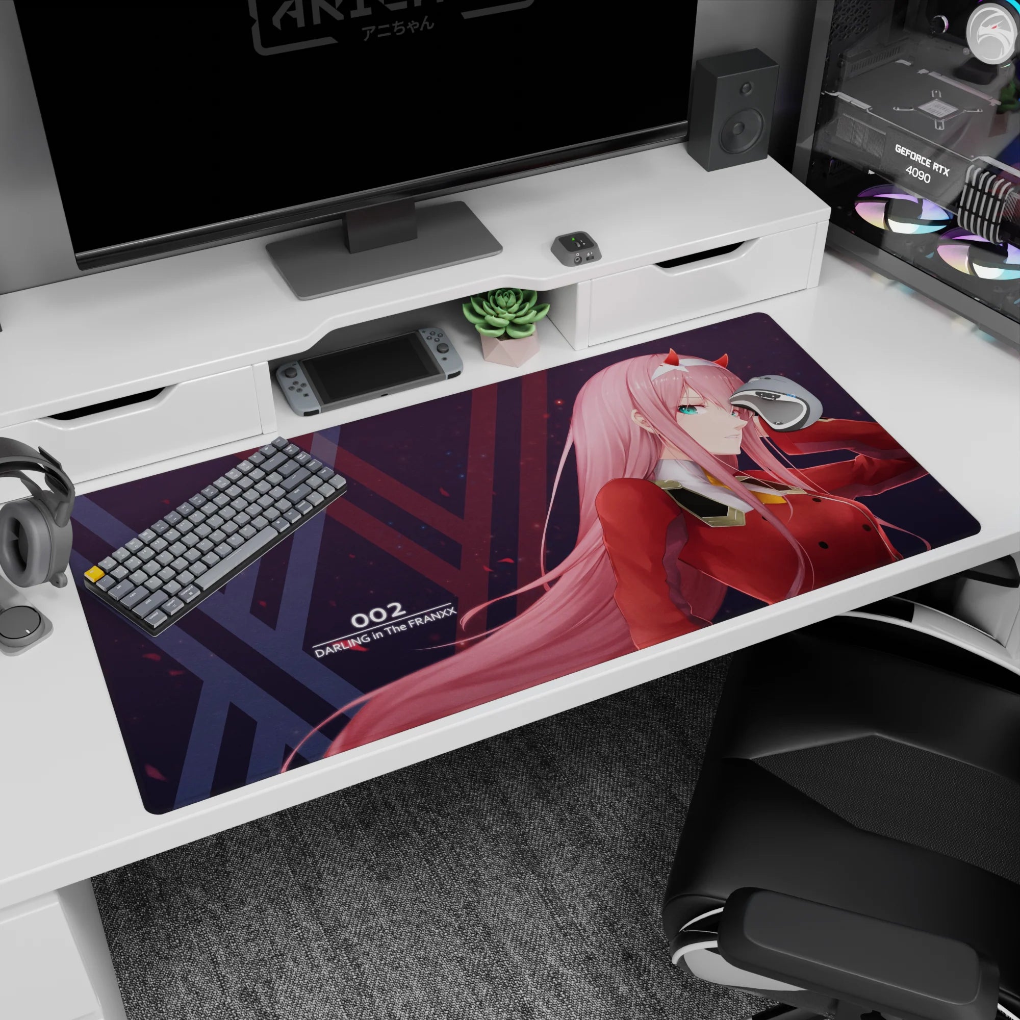 Anime-inspired design on 40x20 mouse pad perfect for adding sophistication, strength, and artistic flair to your setup or decor