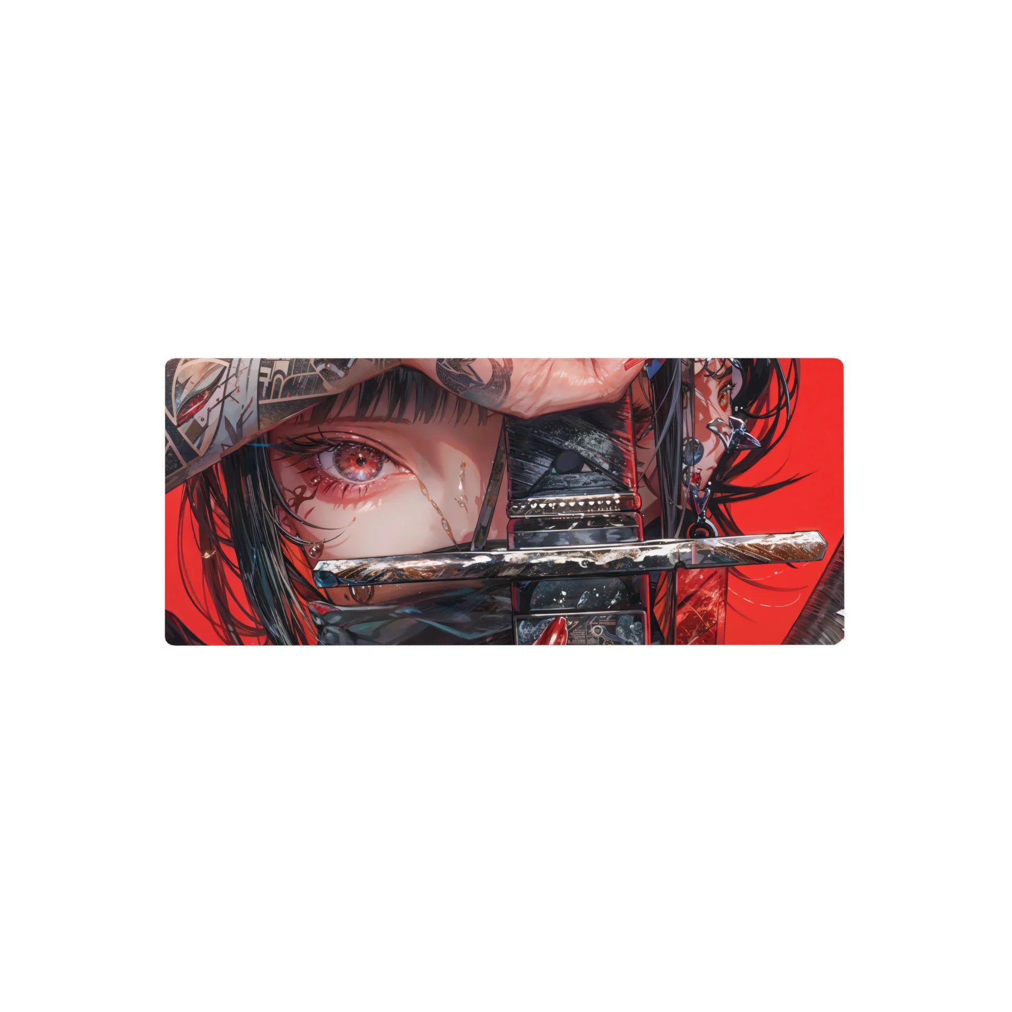 Samurai Girl Deskmat | Mousepad | Deskpad - Crimson Gaze Warrior - AniChan