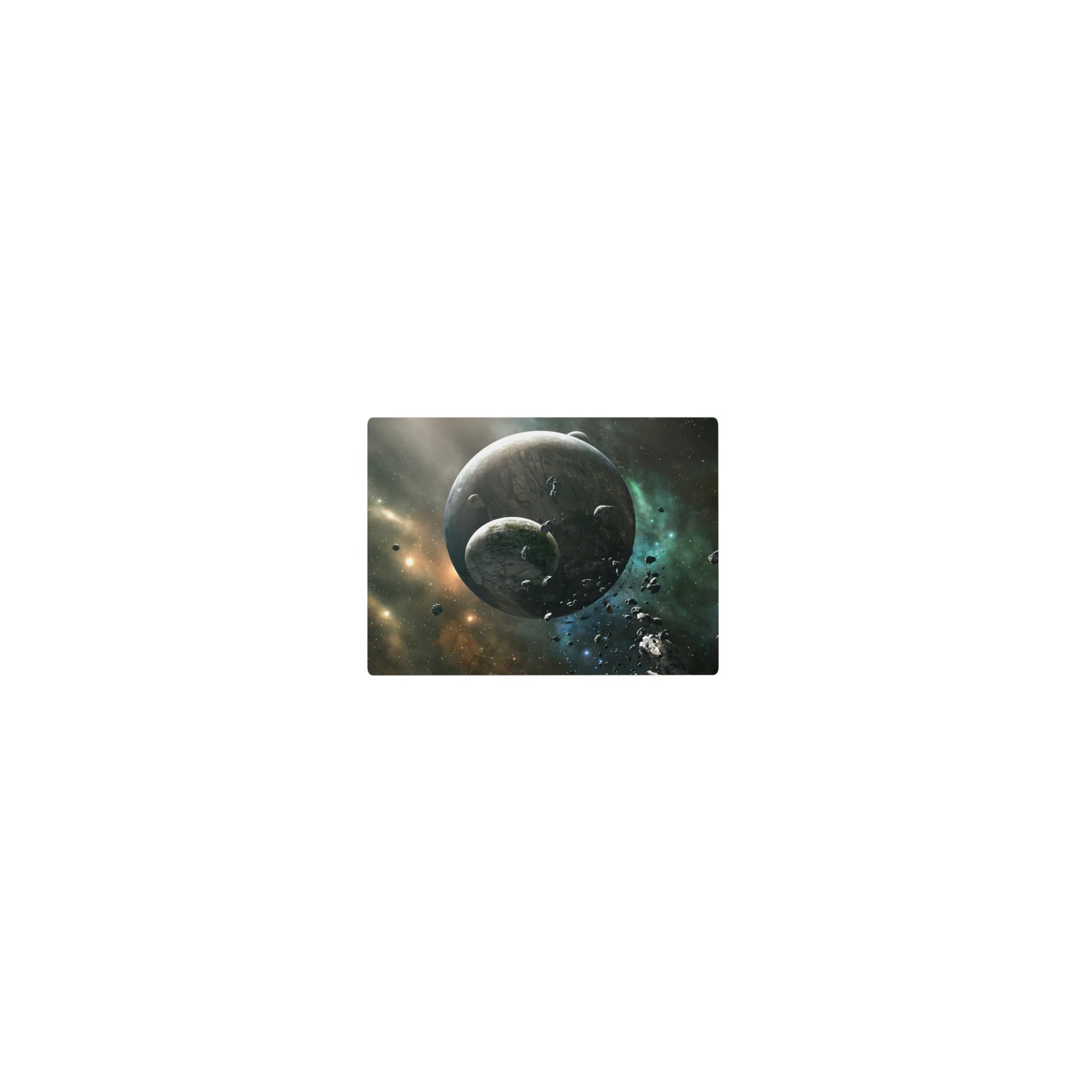 Space nebula and cratered planets classic mouse pad, 14x10 inches.