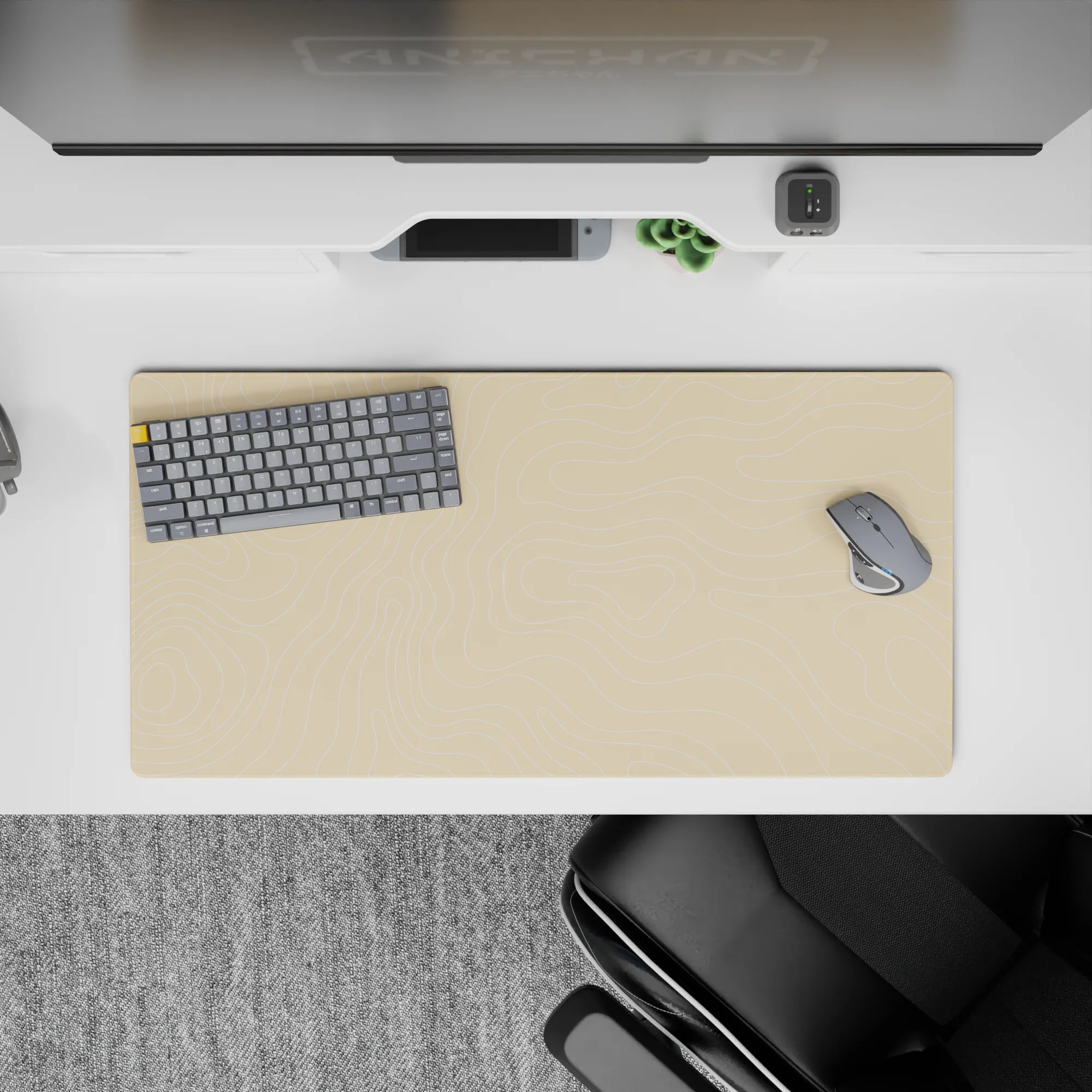 Topographic Deskmat | Mousepad | Deskpad - Sandy Contours - AniChan