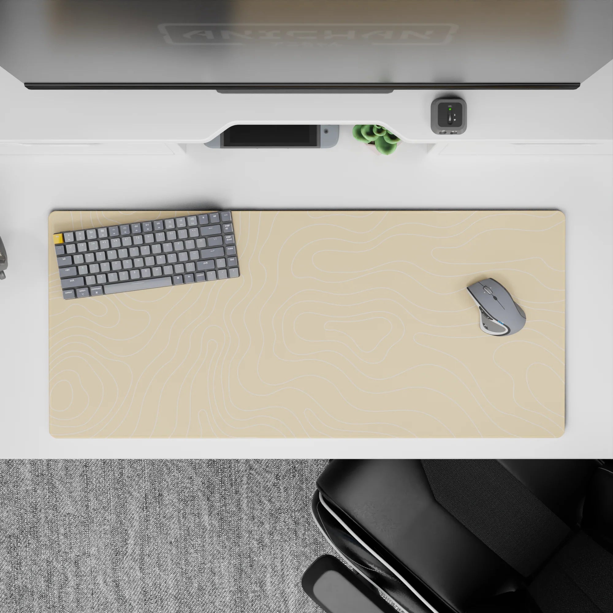 Topographic Deskmat | Mousepad | Deskpad - Sandy Contours - AniChan