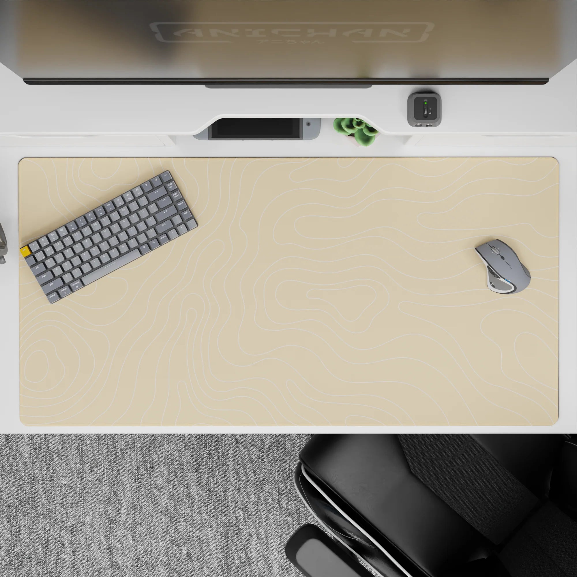 Topographic Deskmat | Mousepad | Deskpad - Sandy Contours - AniChan