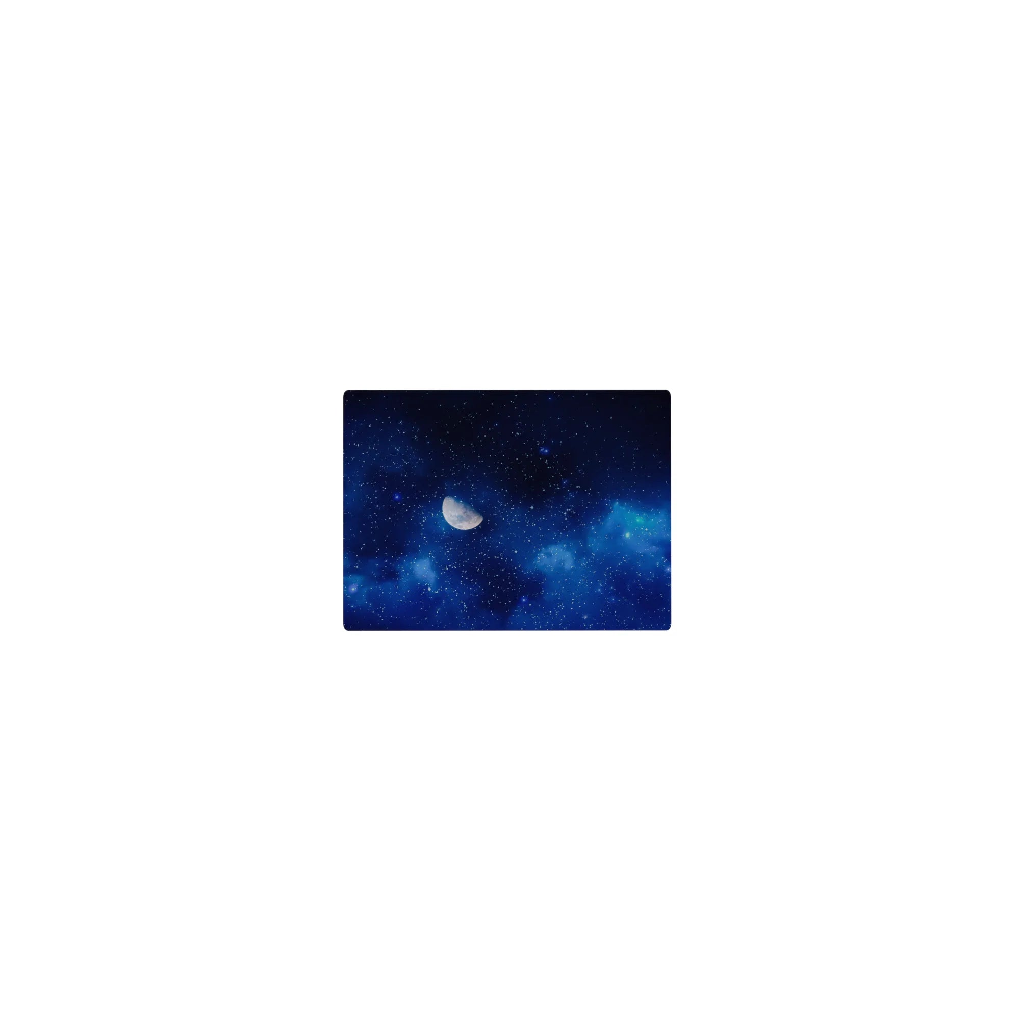 Midnight galaxy classic mouse pad 14x10 inches with swirling sapphire clouds and scattered stars.