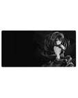 32x16 inches anime girl mouse pad with gothic twin-tail beauty, lace headpiece, and shh pose.