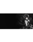 Gothic anime girl desk pad 36x16 inches with twin-tail hair, lace headpiece, and ruffled dress.