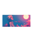 Anime mouse pad 28x12 inches featuring Naruto Uzumaki under a glowing moon with pink, violet, and blue gradients.