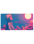 Anime mouse pad 32x16 inches featuring Naruto Uzumaki under a glowing moon with pink, violet, blue gradients, conveying hope.