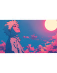 Anime mouse pad 40x20 inches featuring Naruto Uzumaki under a glowing moon with pink, violet, and deep blue hues.