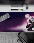 Purple haze neon desk pad 40x20 inches, candy-pink accents and flirty gaming vibe, crisp print.