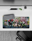 28x12 inches anime mouse pad in bubblegum pink, teal, olive, and candy red with neon street vibes.