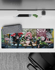 32x12 inches anime mouse pad in bubblegum pink, teal, olive, and candy red for neon street vibes.