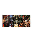 Anime mouse pad 28x12 inches featuring Ainz Ooal Gown and Guardians from Overlord, vibrant in crimson and jade hues.