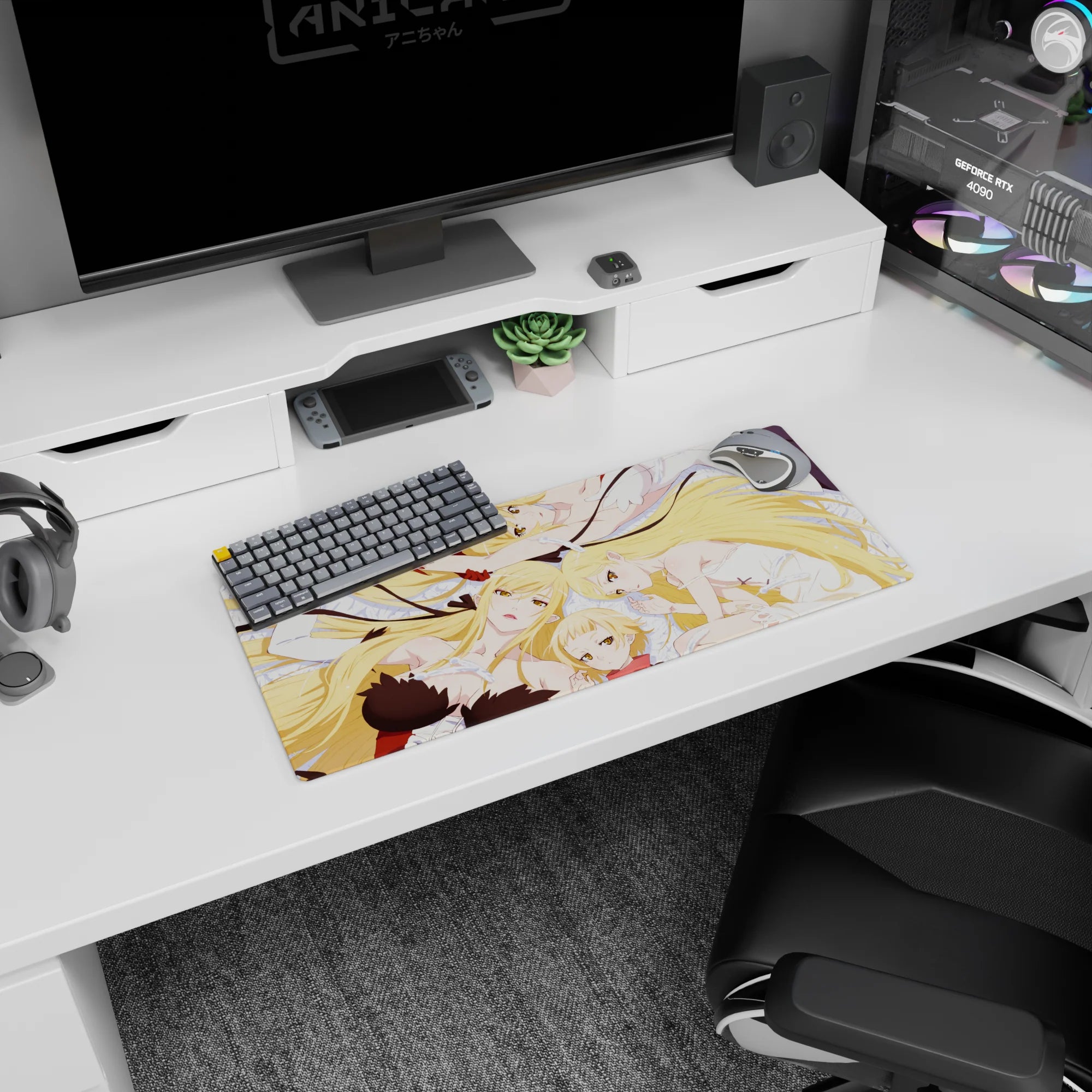 28x12 inches Seven Deadly Sins mouse pad featuring Elizabeth Liones and Elaine in teasing poses.