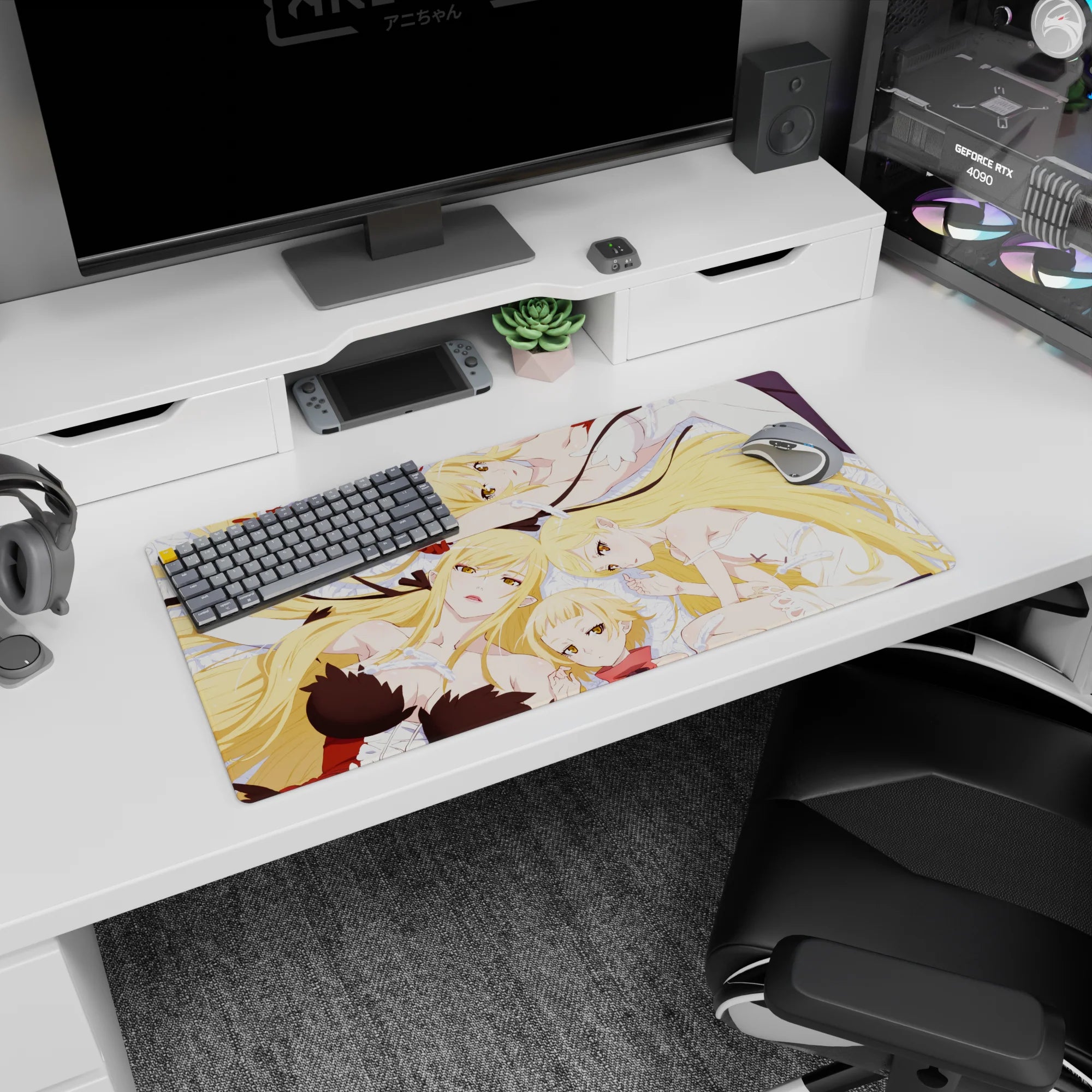 32x16 inches Seven Deadly Sins mouse pad showing Elizabeth Liones and Elaine in gentle teasing poses.