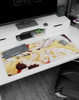 36x16 inches Seven Deadly Sins desk pad featuring Elizabeth Liones and Elaine in gentle poses.